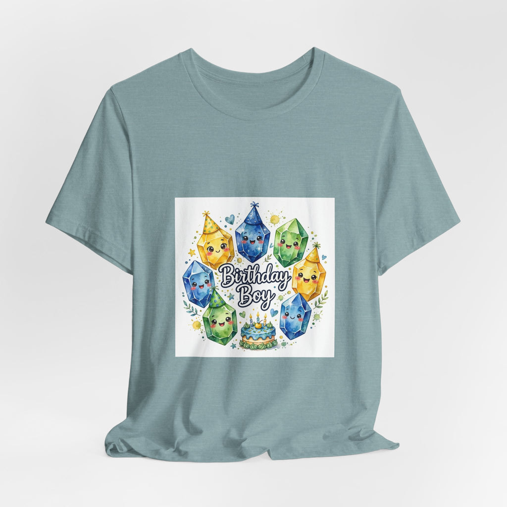 Birthday Boy Crystal Party T-Shirt | Soft Blues