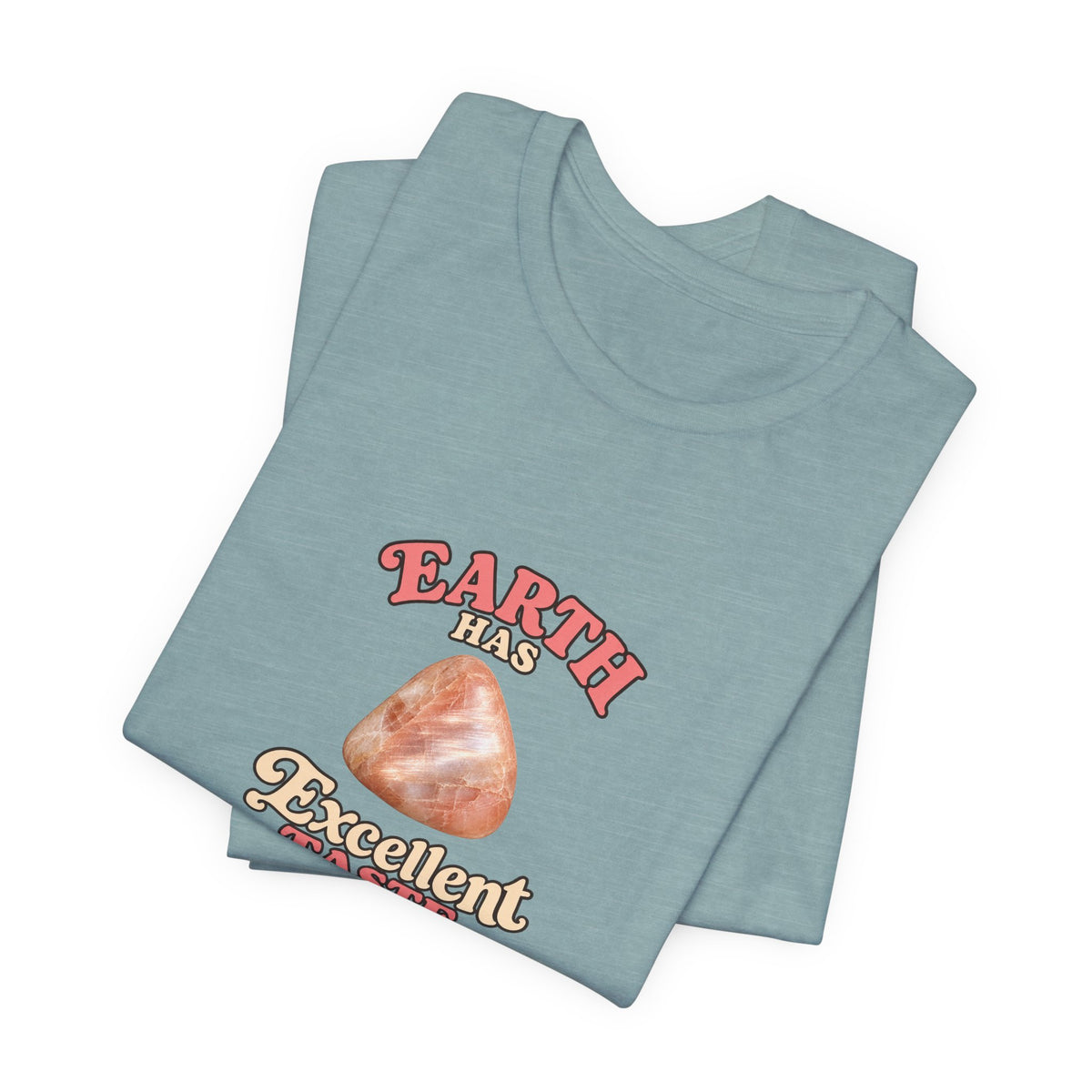 Earth Has Excellent Taste — Peach Moonstone Tee | Soft Blues