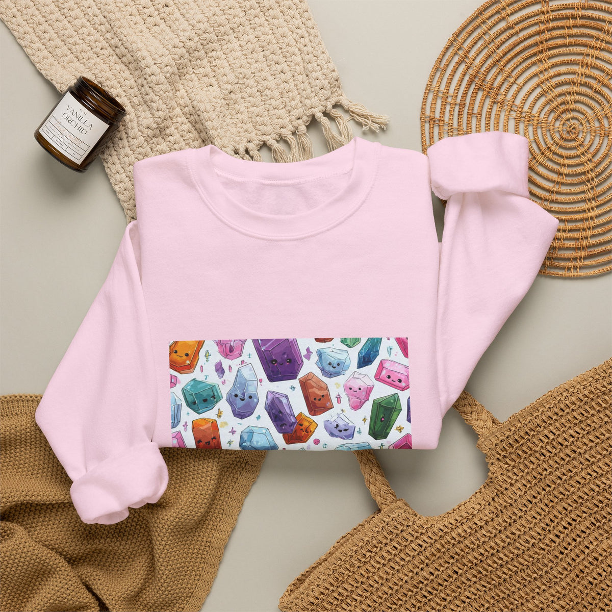 Pastel Crystal Friends Crewneck | Blues, Purples & Pinks
