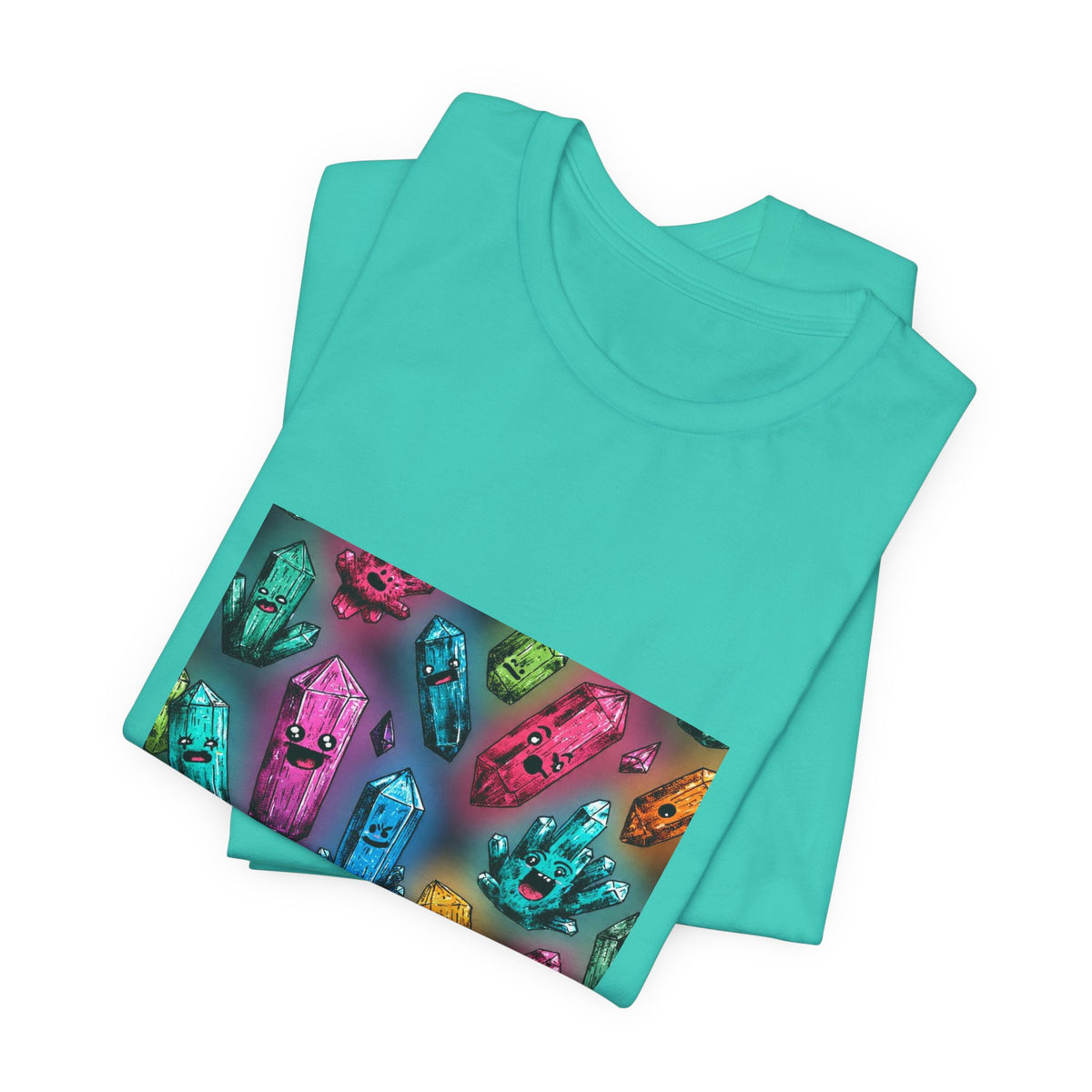 Colorful Crystal Characters T-Shirt | Golds, Mints & Teal
