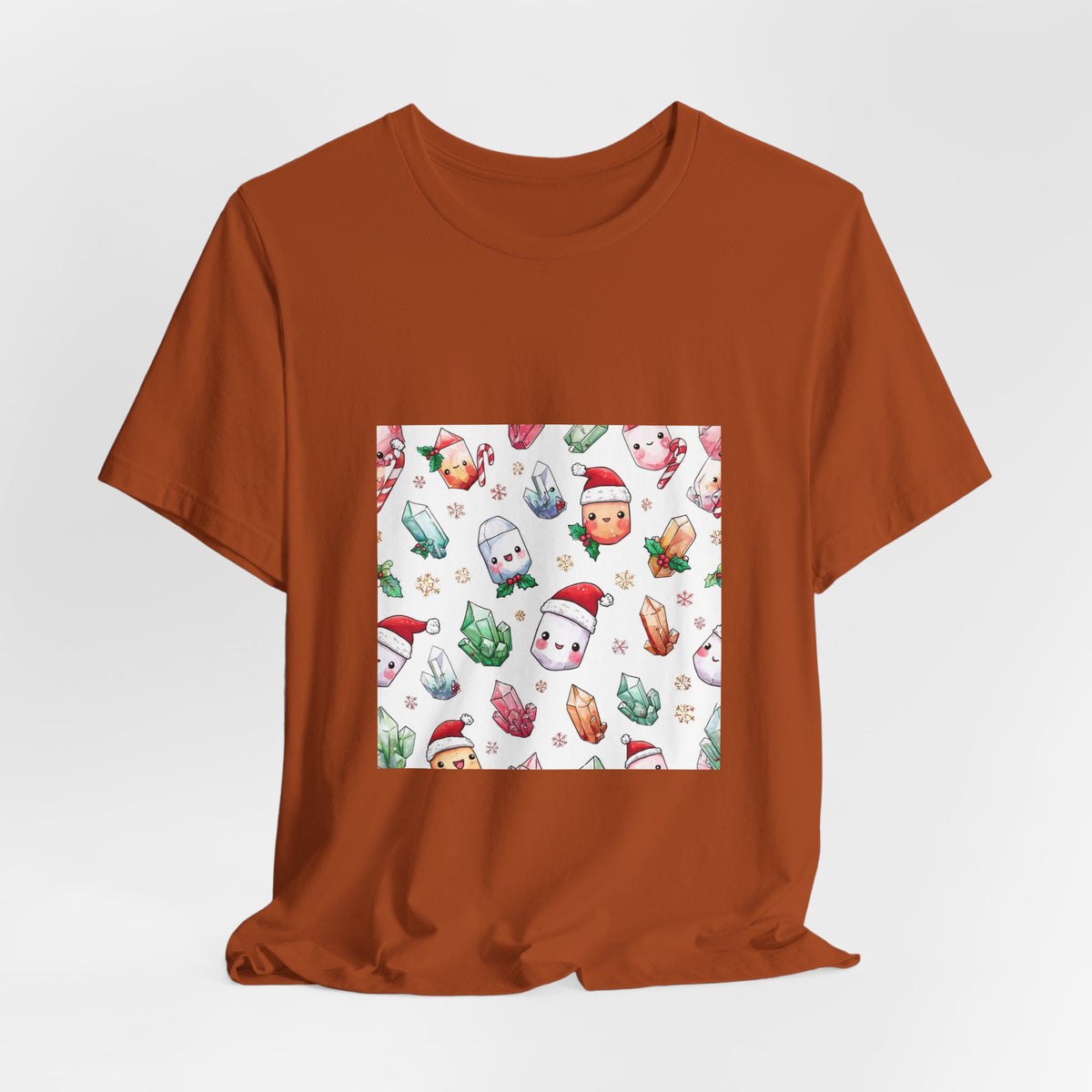 Pastel Christmas Crystal Friends T-Shirt | Earthy Reds & Browns