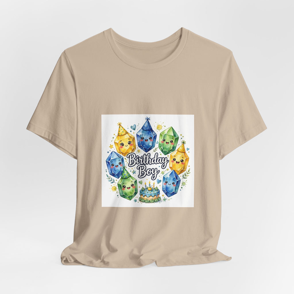 Birthday Boy Crystal Party T-Shirt | Sandy Neutrals & Oranges