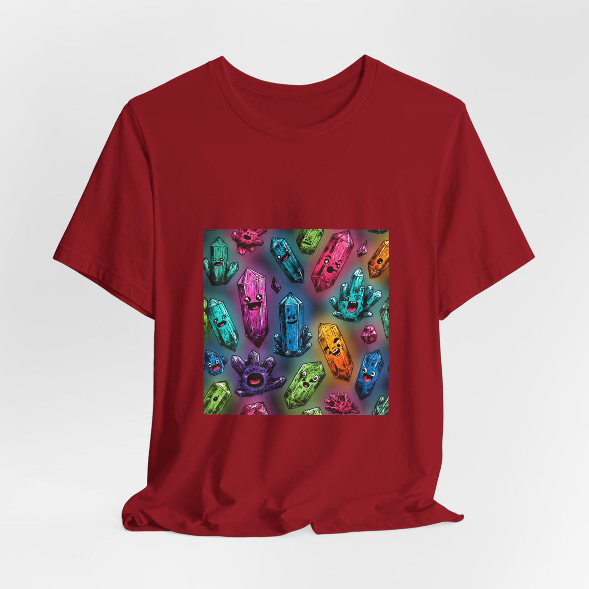 Colorful Crystal Characters T-Shirt | Dark Neutrals & Reds