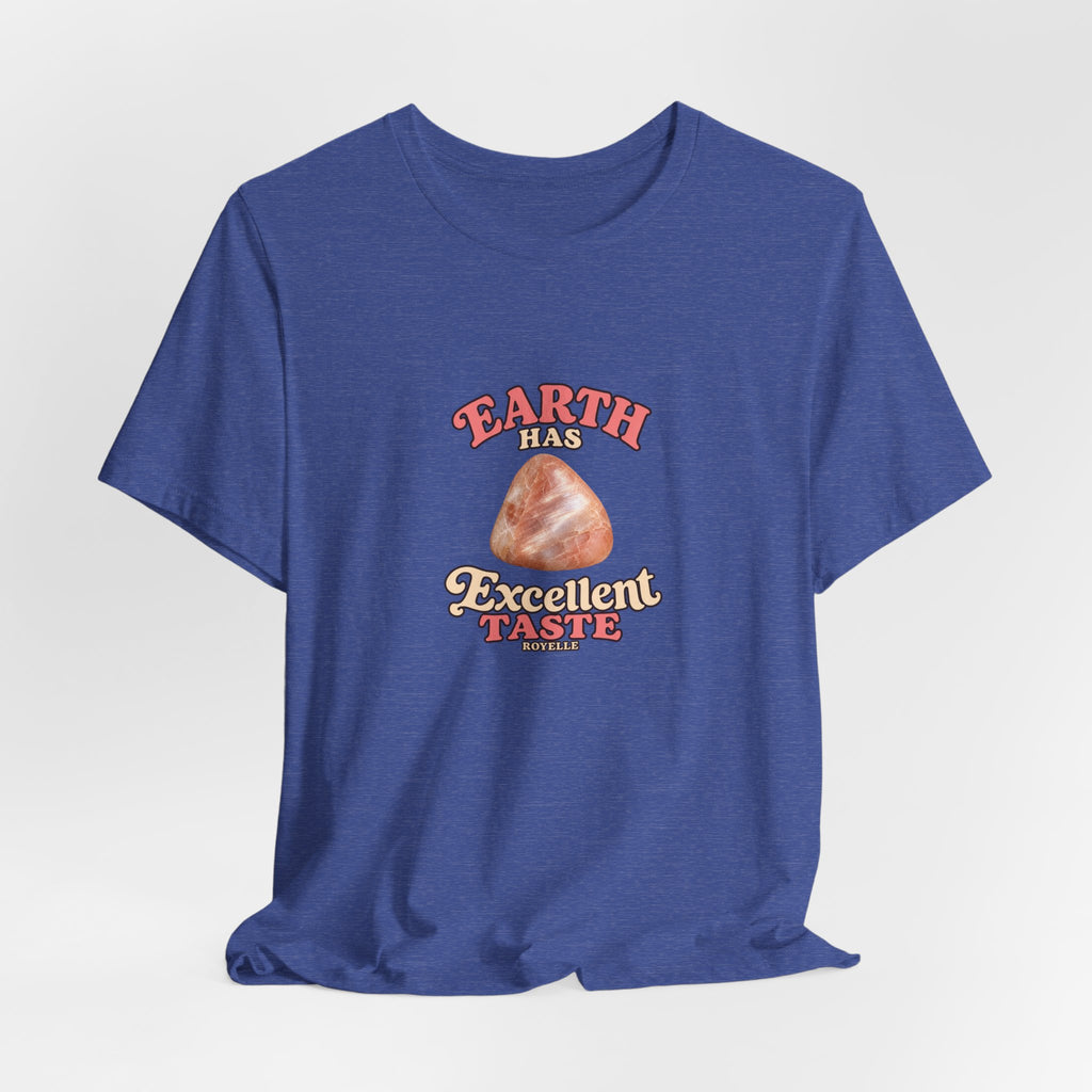 Earth Has Excellent Taste — Peach Moonstone Tee | Royal, Navy & Purple