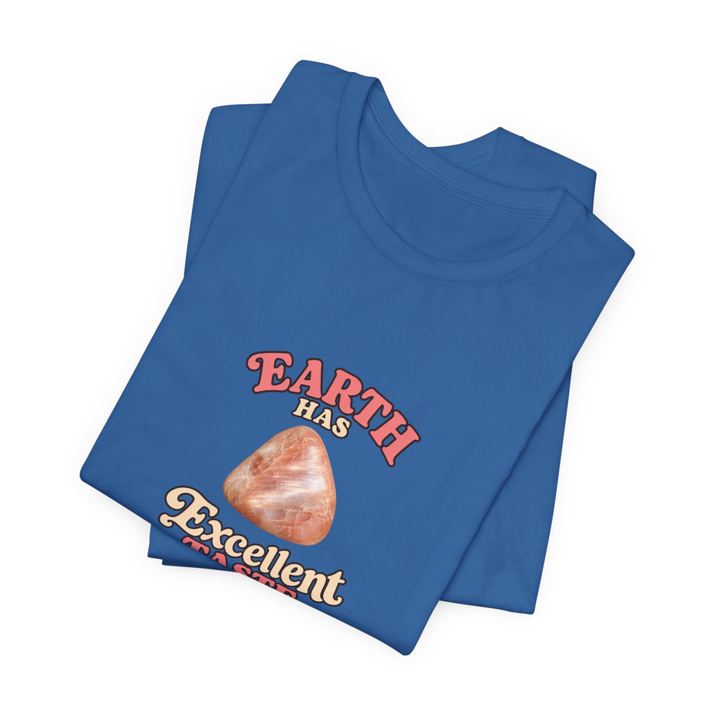 Earth Has Excellent Taste — Peach Moonstone Tee | Soft Blues