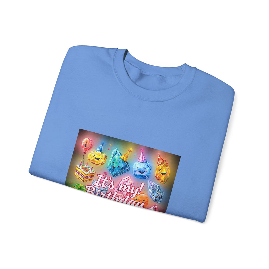 It's My Birthday Crystal Party Crewneck | Blues, Purples & Pinks