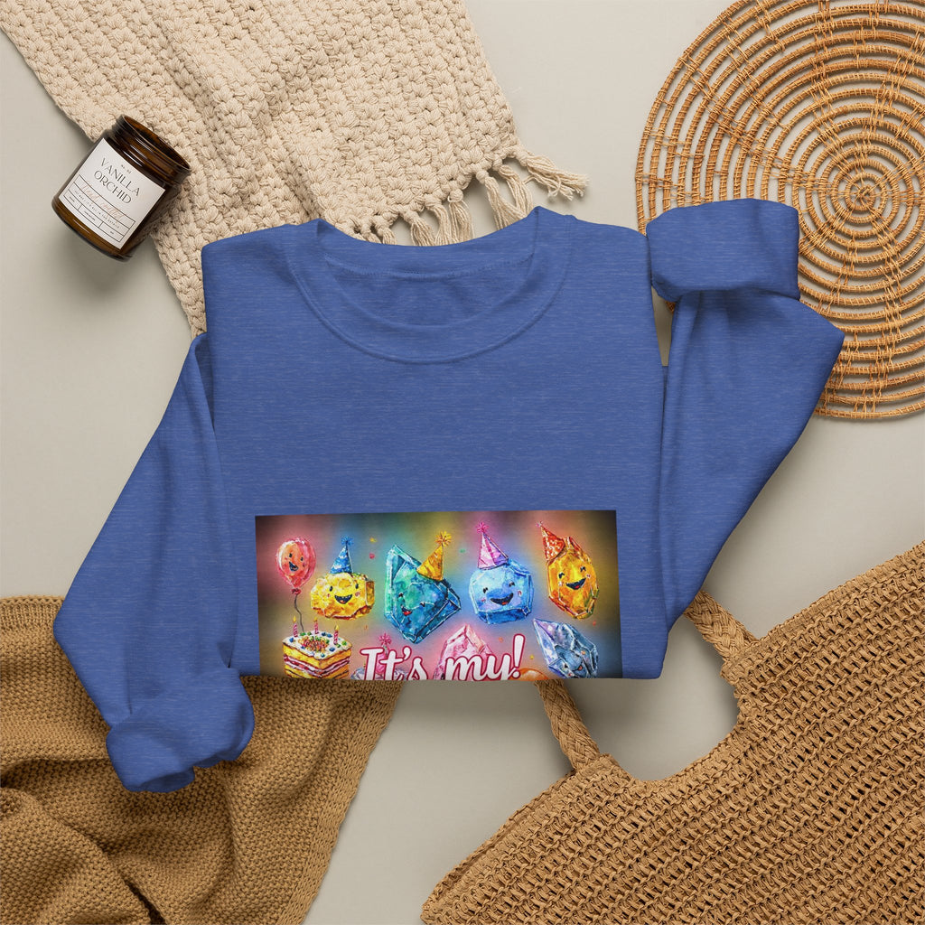 It's My Birthday Crystal Party Crewneck | Blues, Purples & Pinks