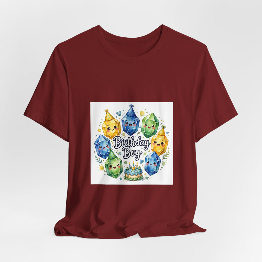 Birthday Boy Crystal Party T-Shirt | Earthy Reds & Browns