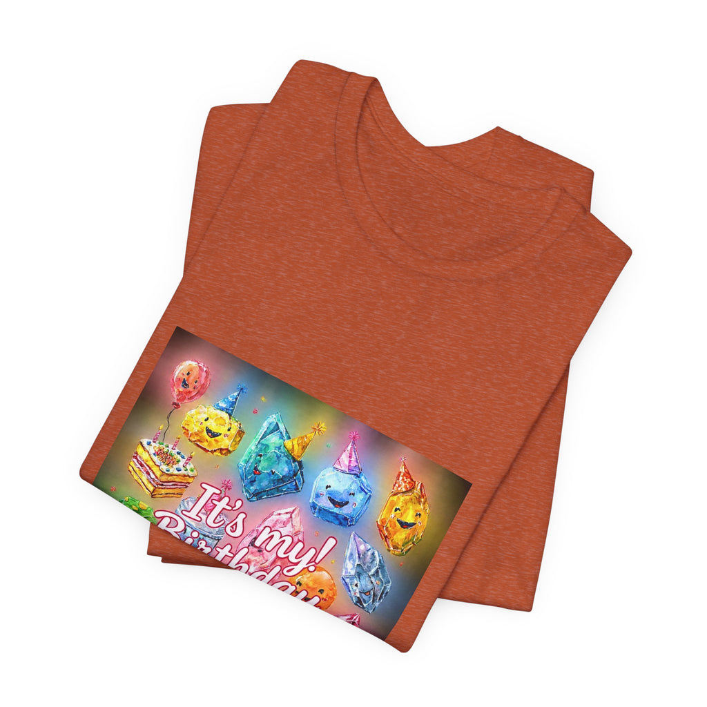 It's My Birthday Crystal Party T-Shirt | Earthy Reds & Browns