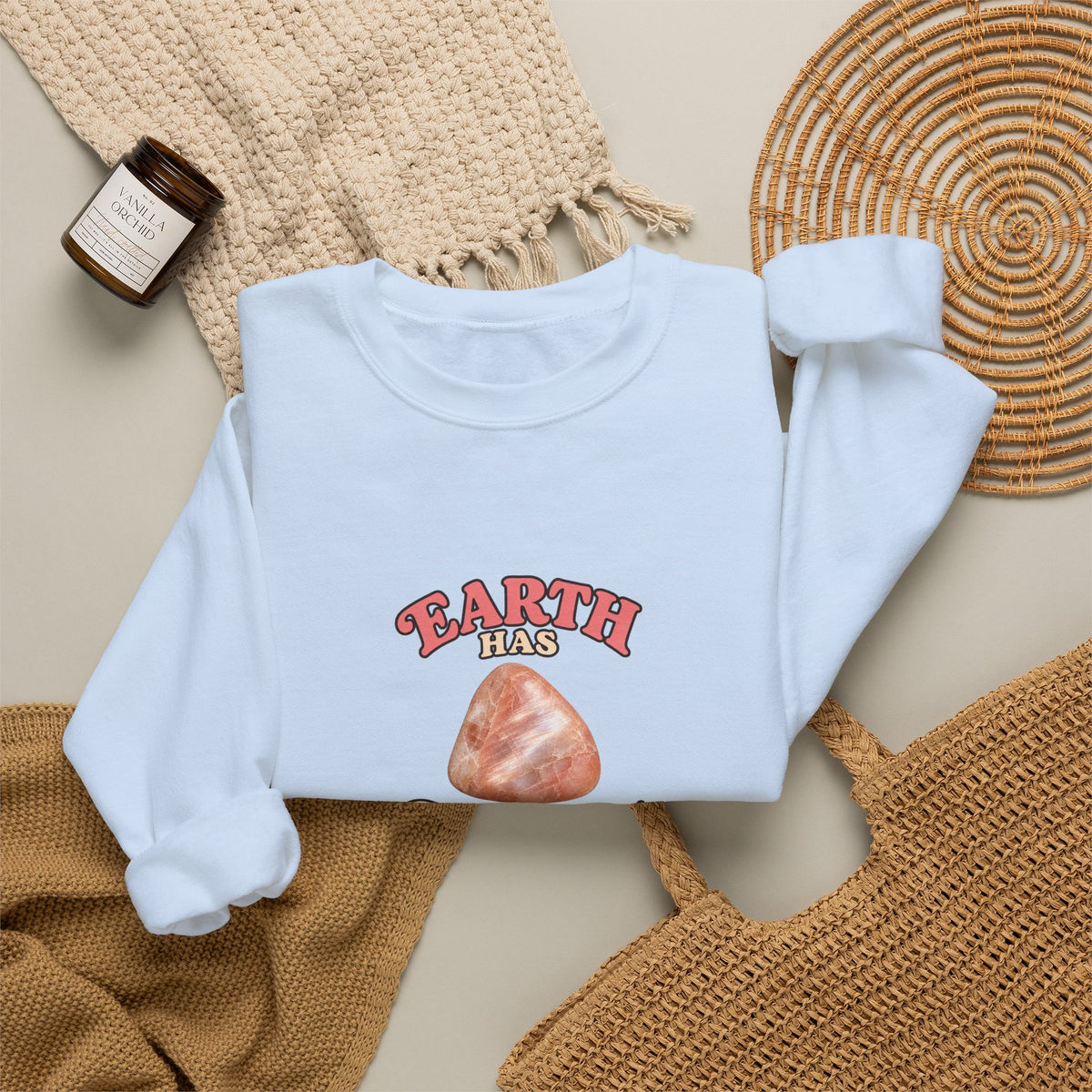 Earth Has Excellent Taste — Peach Moonstone Crewneck | Blues, Purples & Pinks