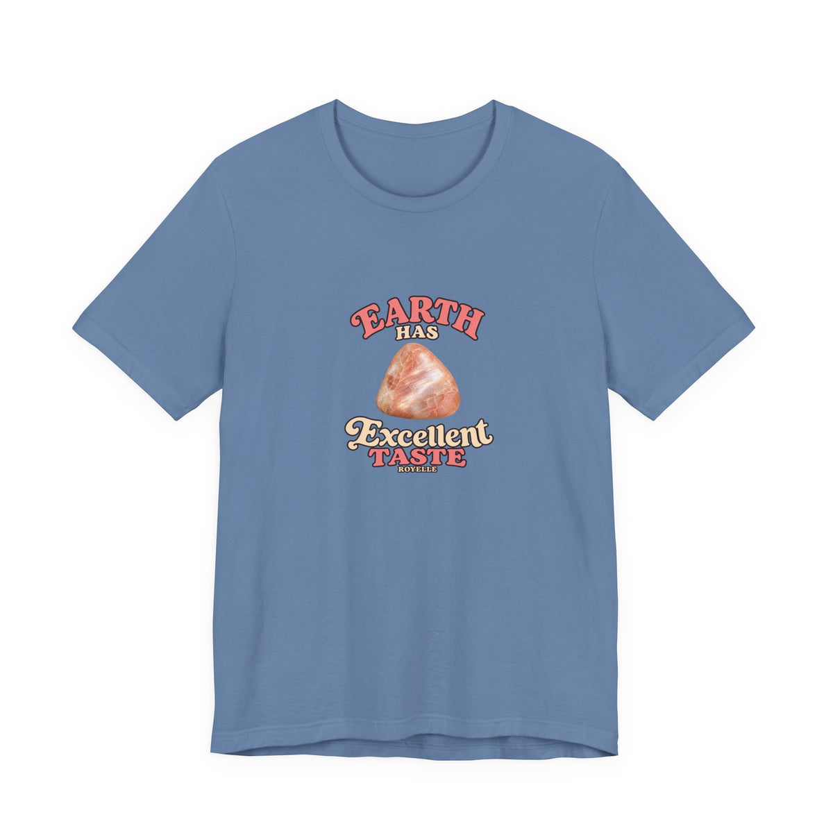 Earth Has Excellent Taste — Peach Moonstone Tee | Soft Blues