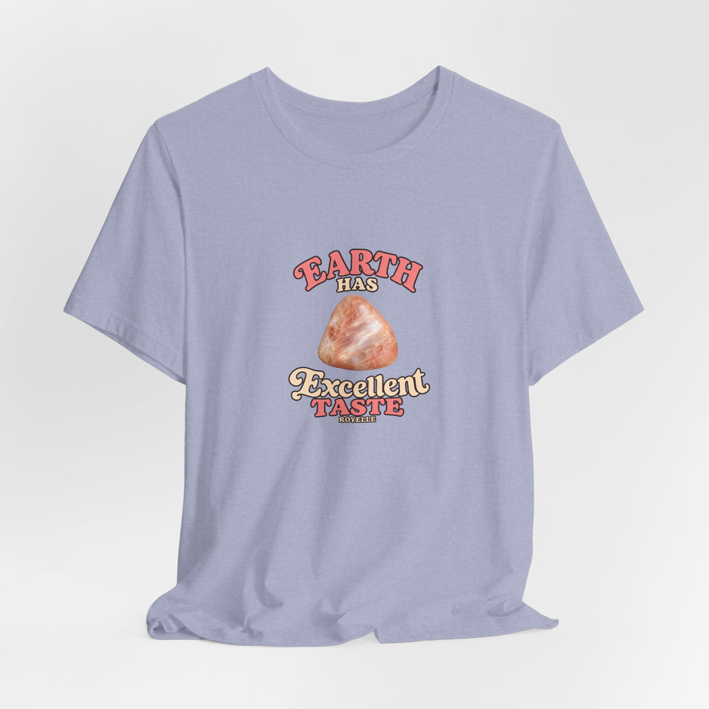 Earth Has Excellent Taste — Peach Moonstone Tee | Soft Blues