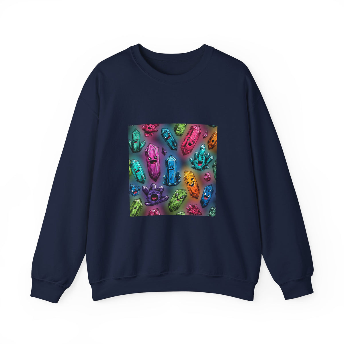 Colorful Crystal Characters Crewneck | Blues, Purples & Pinks