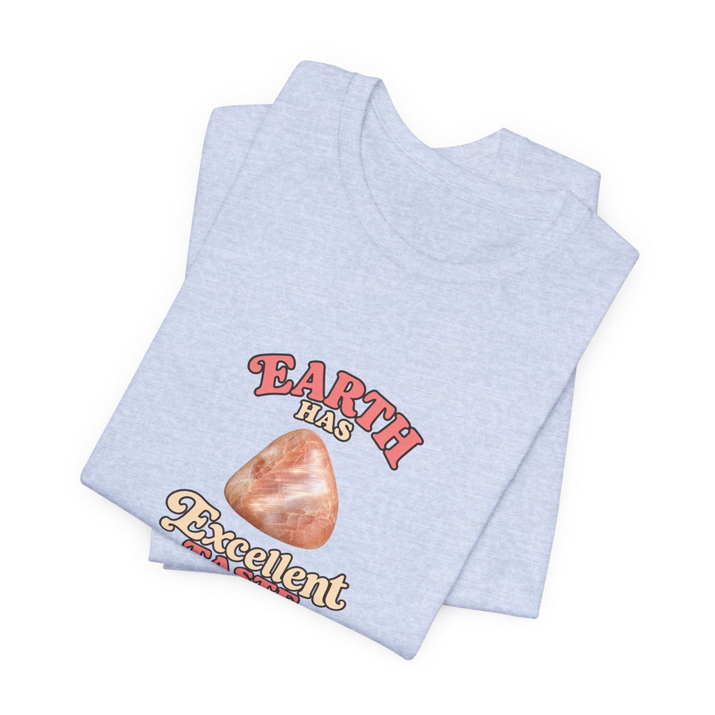 Earth Has Excellent Taste — Peach Moonstone Tee | Soft Blues