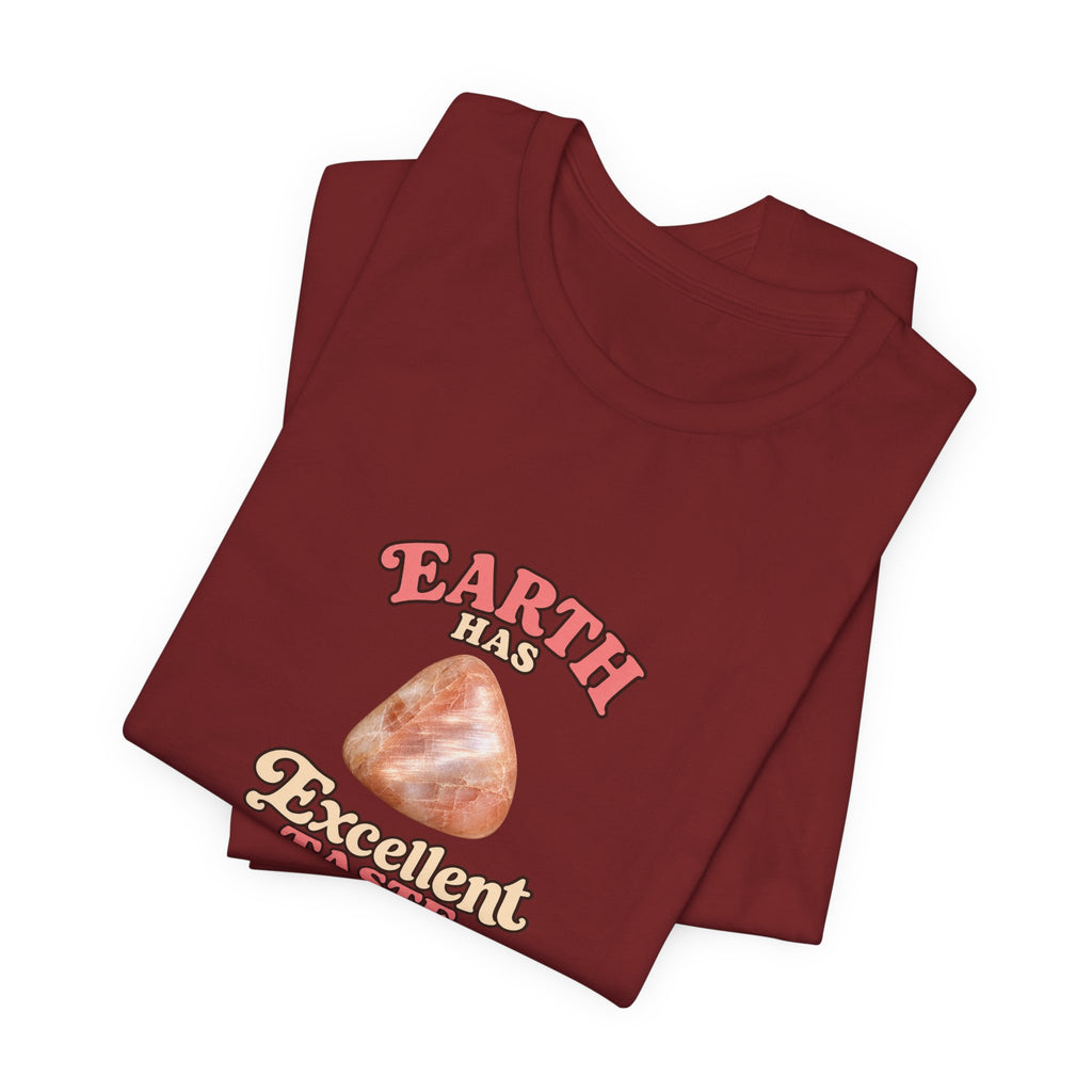 Earth Has Excellent Taste — Peach Moonstone Tee | Earthy Reds & Browns