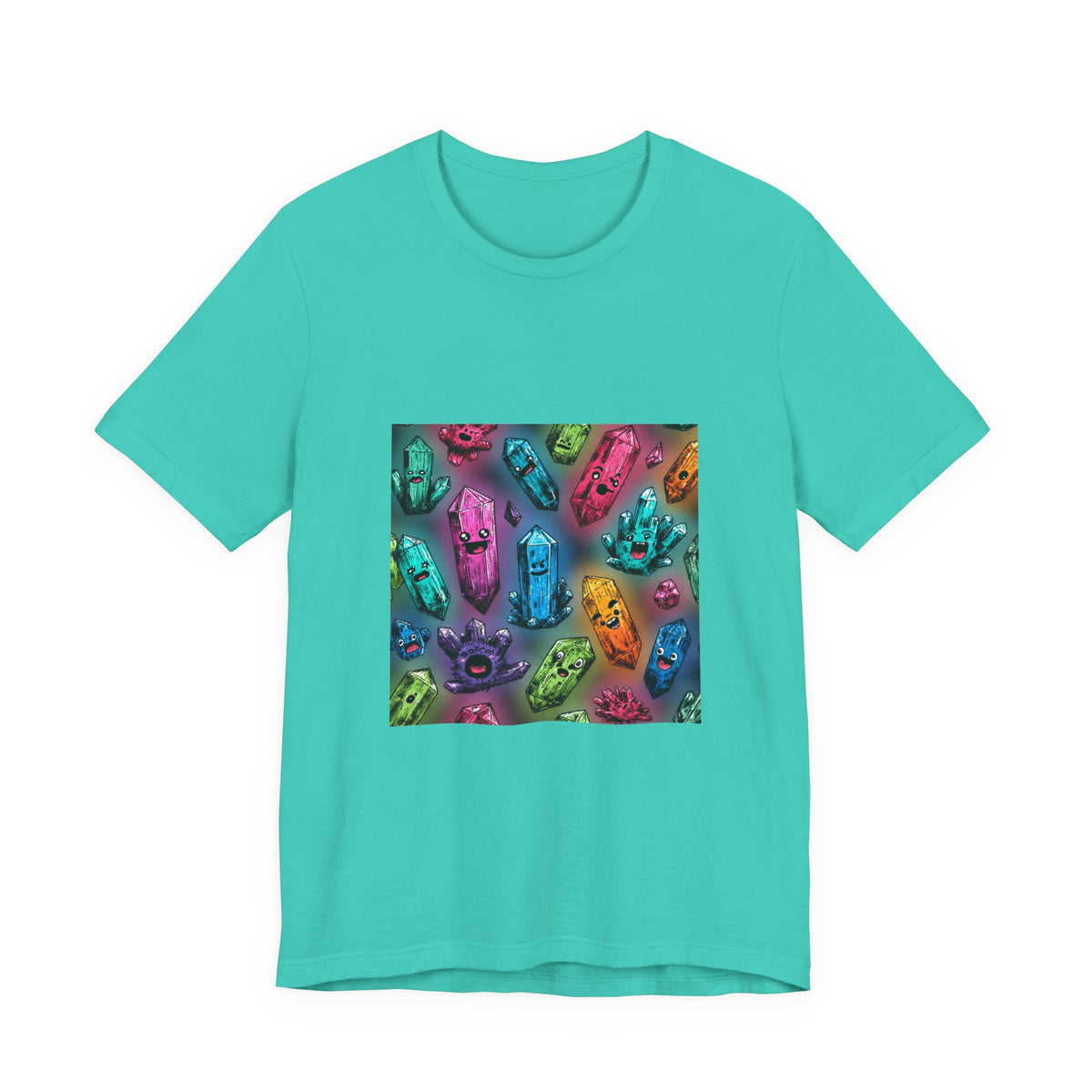Colorful Crystal Characters T-Shirt | Golds, Mints & Teal