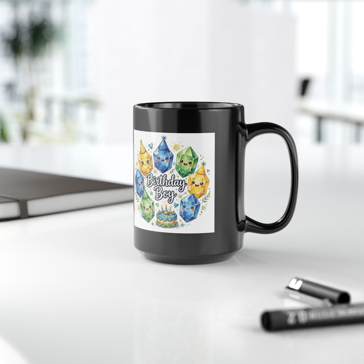 Birthday Boy Crystal Party Black Mug
