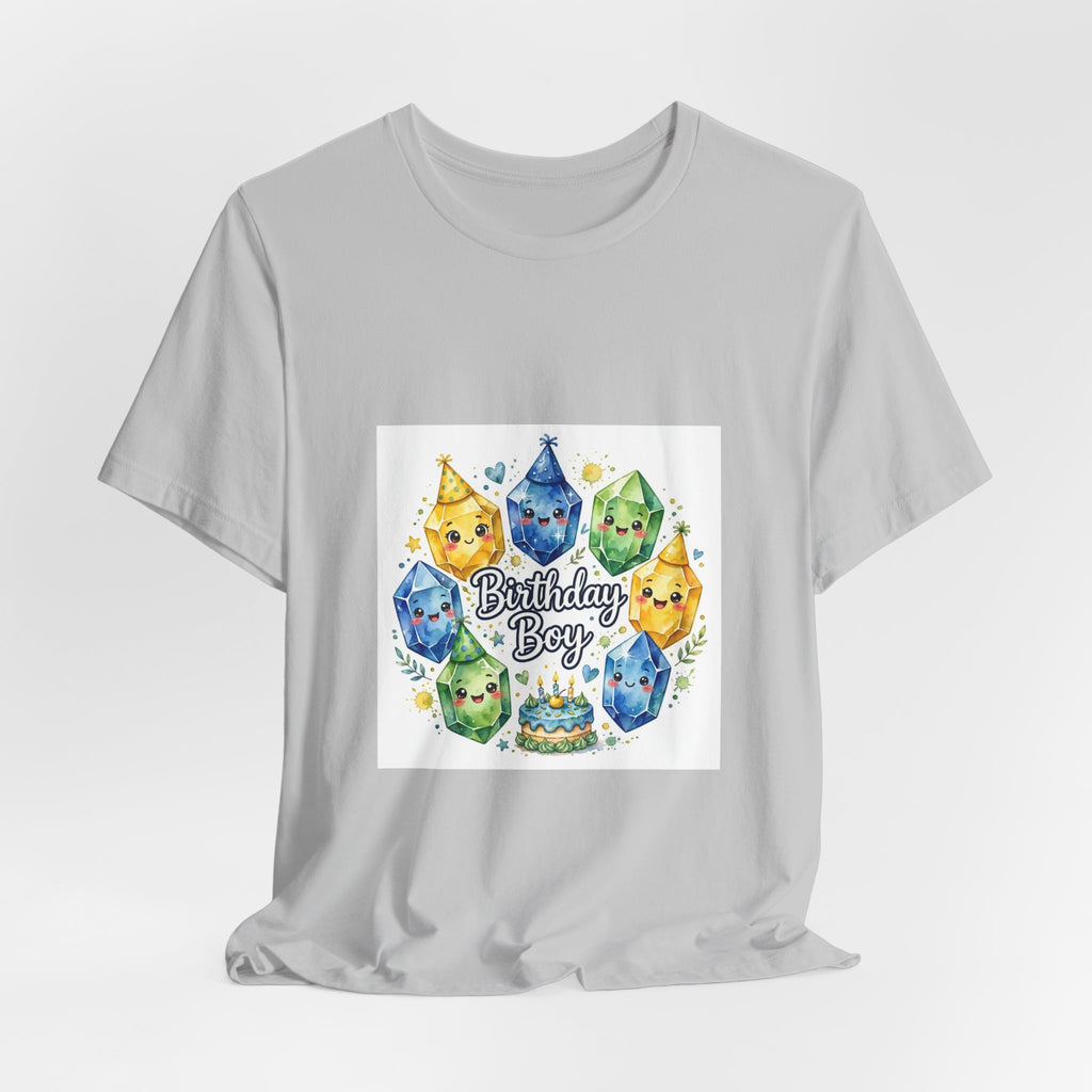 Birthday Boy Crystal Party T-Shirt | Light Neutrals