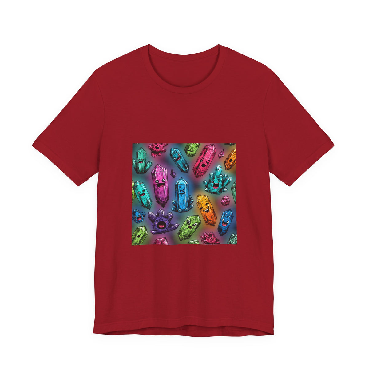 Colorful Crystal Characters T-Shirt | Dark Neutrals & Reds