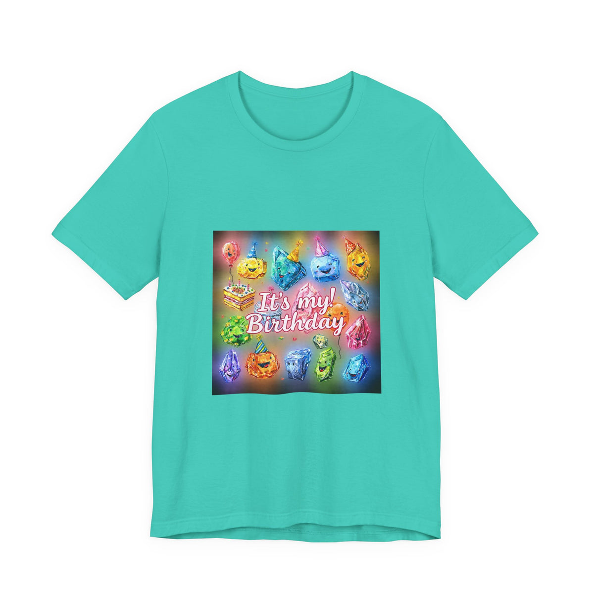 It's My Birthday Crystal Party T-Shirt | Golds, Mints & Teal