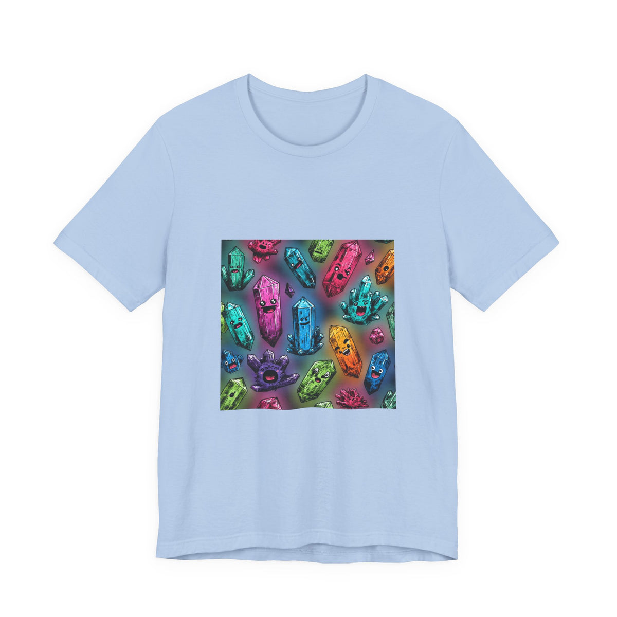 Colorful Crystal Characters T-Shirt | Soft Blues