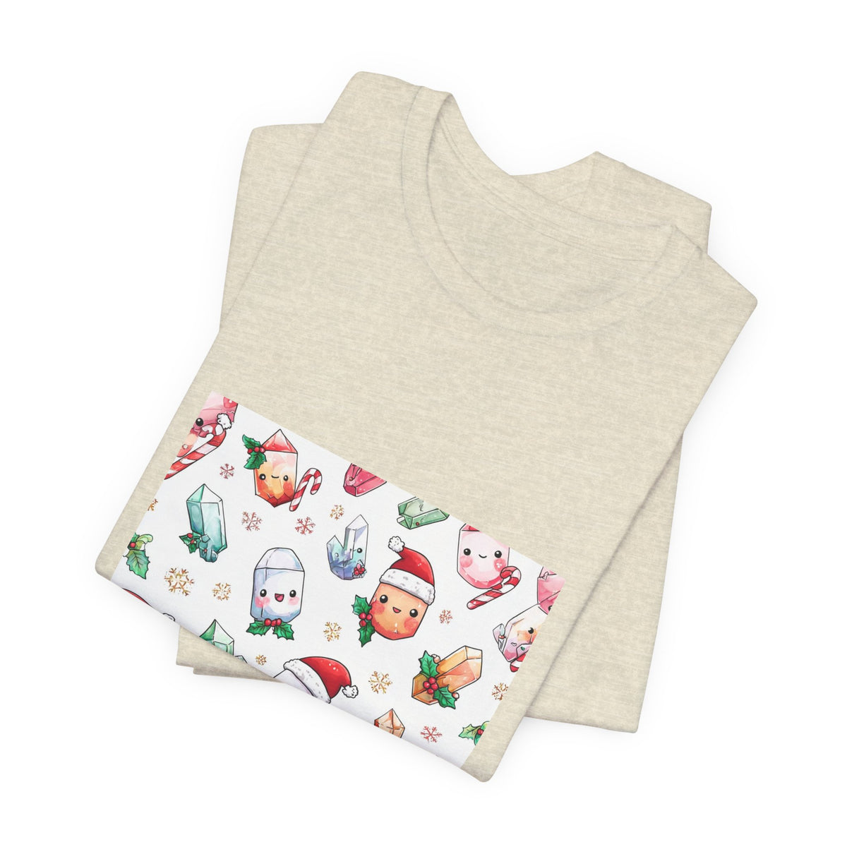 Pastel Christmas Crystal Friends T-Shirt | Sandy Neutrals & Oranges