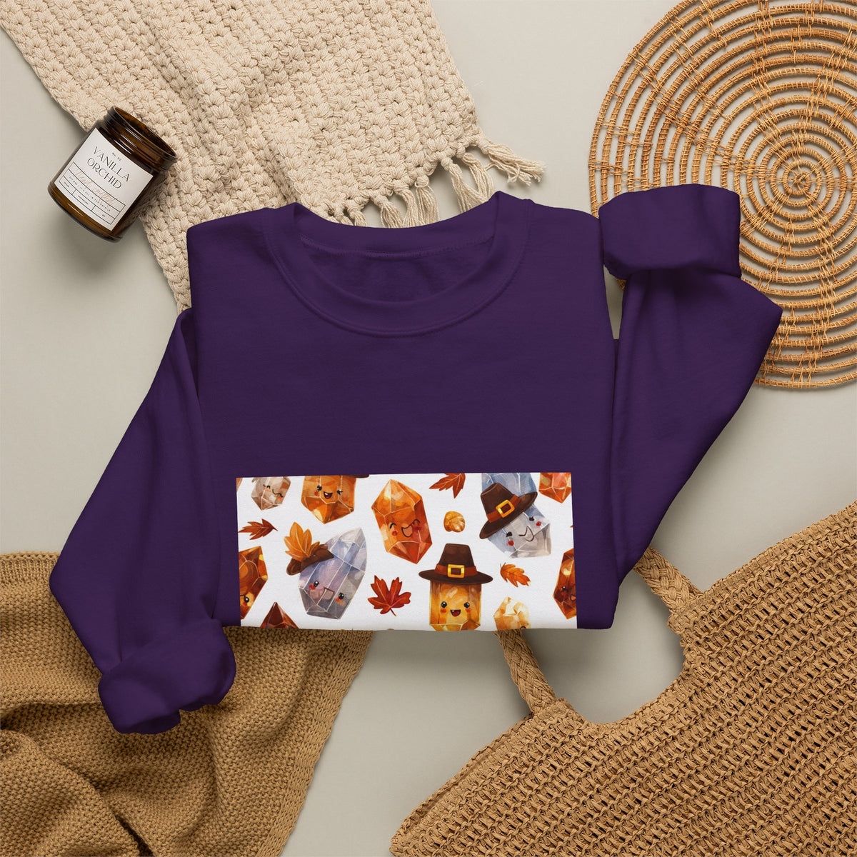 Thanksgiving Crystal Harvest Crewneck | Blues, Purples & Pinks