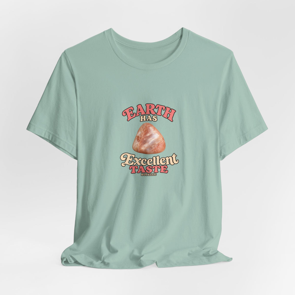 Earth Has Excellent Taste — Peach Moonstone Tee | Soft Blues