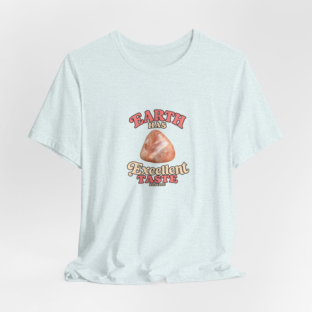 Earth Has Excellent Taste — Peach Moonstone Tee | Soft Blues