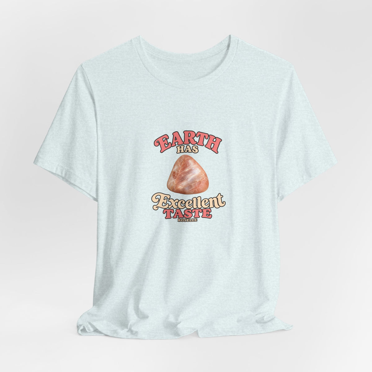 Earth Has Excellent Taste — Peach Moonstone Tee | Soft Blues