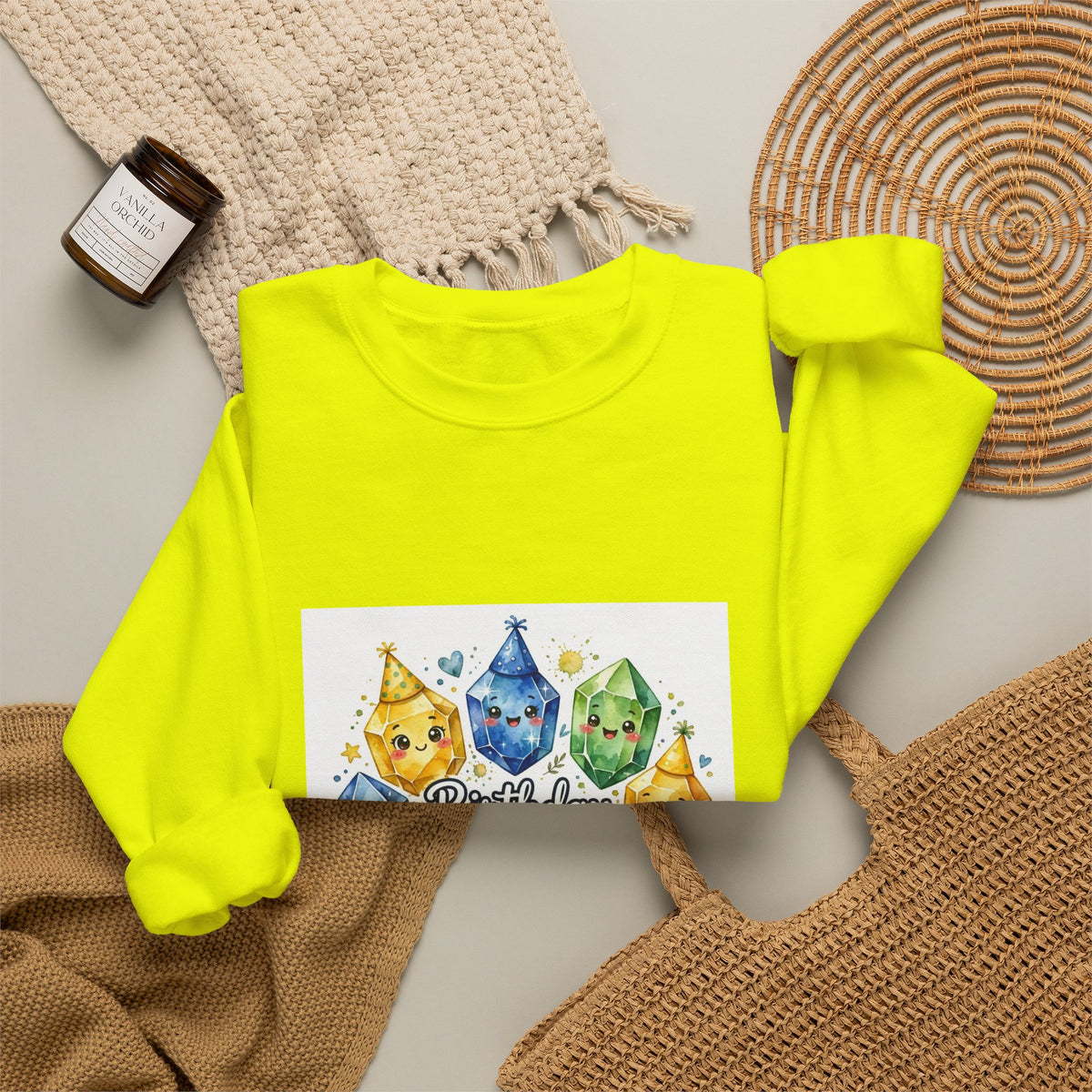 Birthday Boy Crystal Party Crewneck | Earth Tones & Brights
