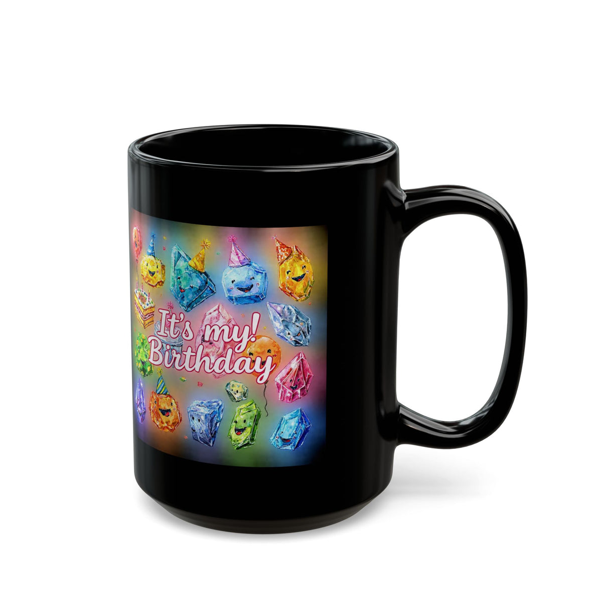 It's My Birthday Crystal Party Black Mug