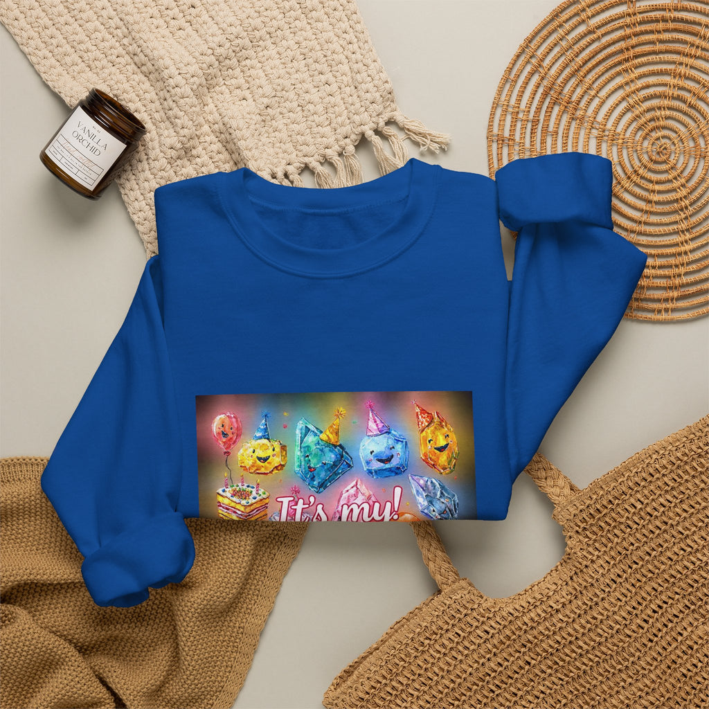 It's My Birthday Crystal Party Crewneck | Blues, Purples & Pinks