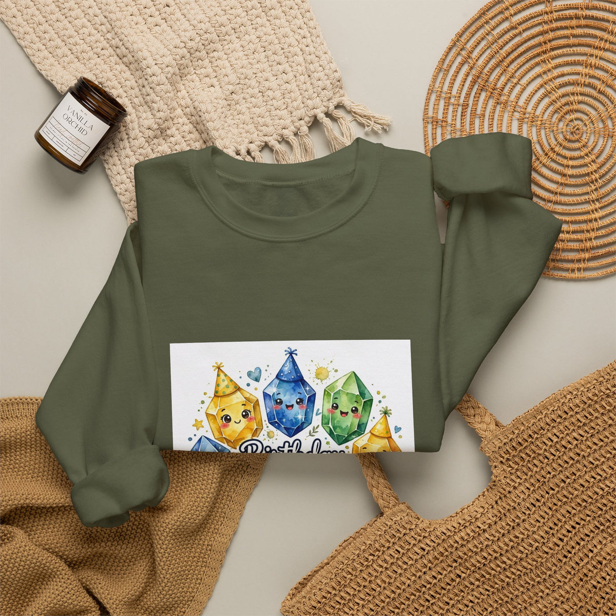 Birthday Boy Crystal Party Crewneck | Earth Tones & Brights
