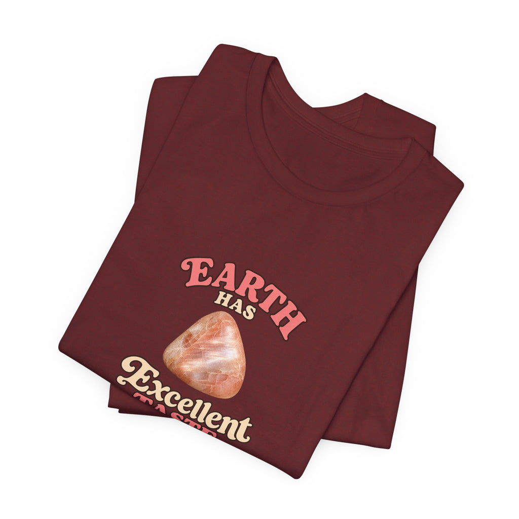 Earth Has Excellent Taste — Peach Moonstone Tee | Earthy Reds & Browns