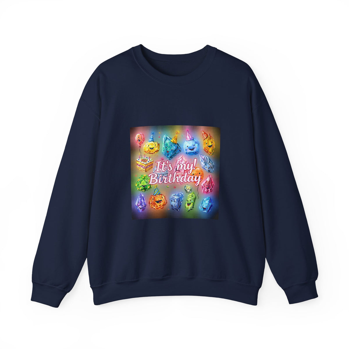 It's My Birthday Crystal Party Crewneck | Blues, Purples & Pinks