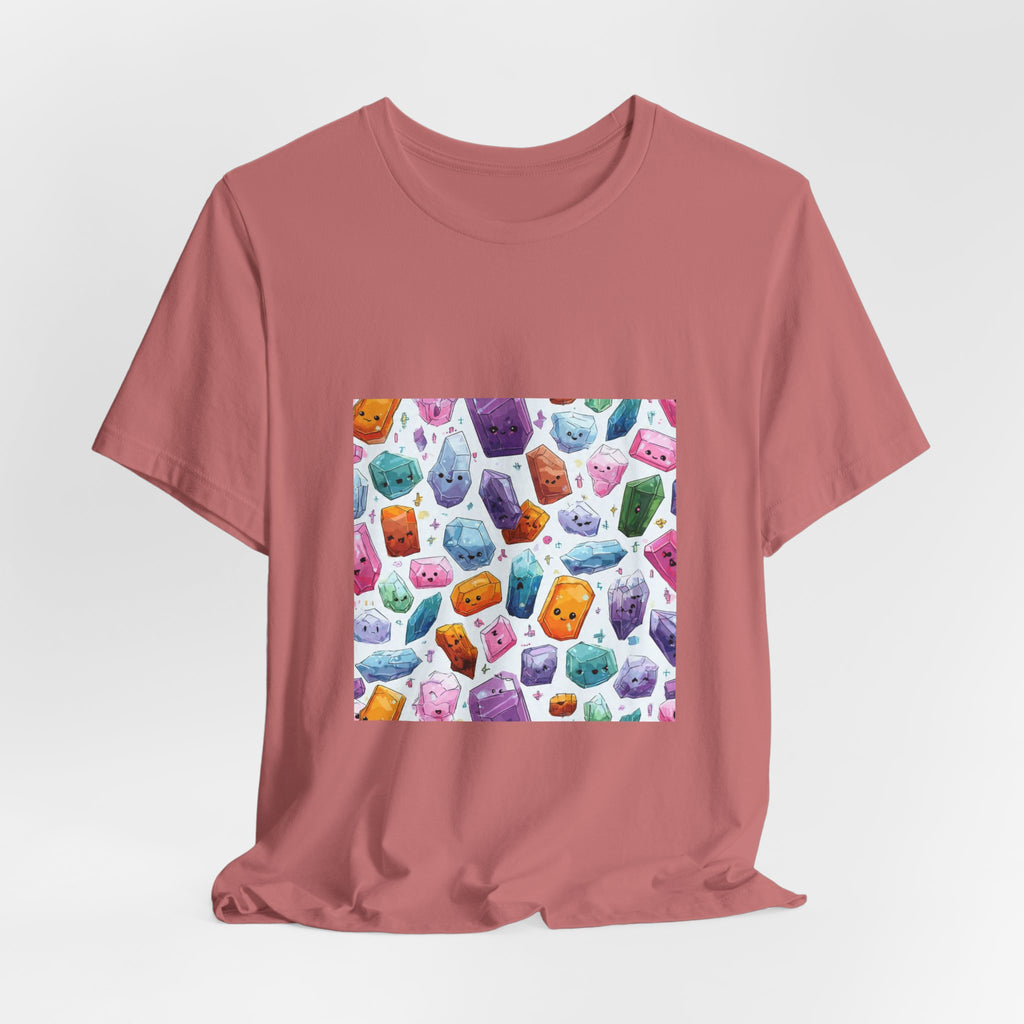 Pastel Crystal Friends T-Shirt | Earthy Reds & Browns