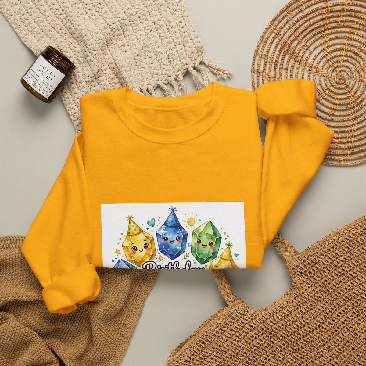 Birthday Boy Crystal Party Crewneck | Earth Tones & Brights
