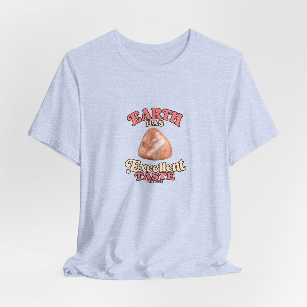 Earth Has Excellent Taste — Peach Moonstone Tee | Soft Blues