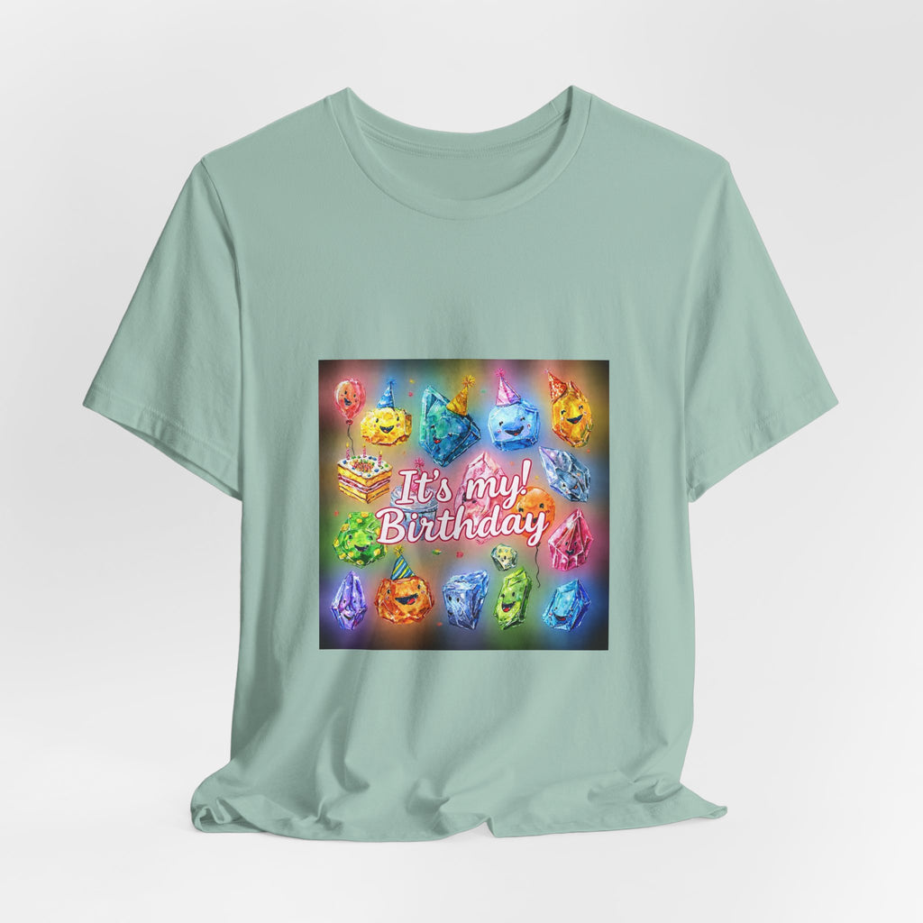 It's My Birthday Crystal Party T-Shirt | Soft Blues