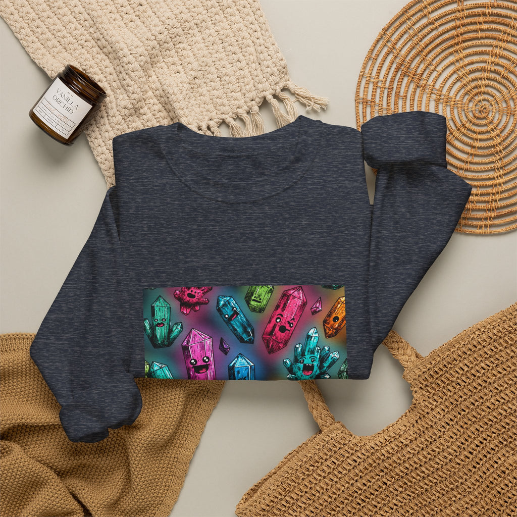 Colorful Crystal Characters Crewneck | Blues, Purples & Pinks