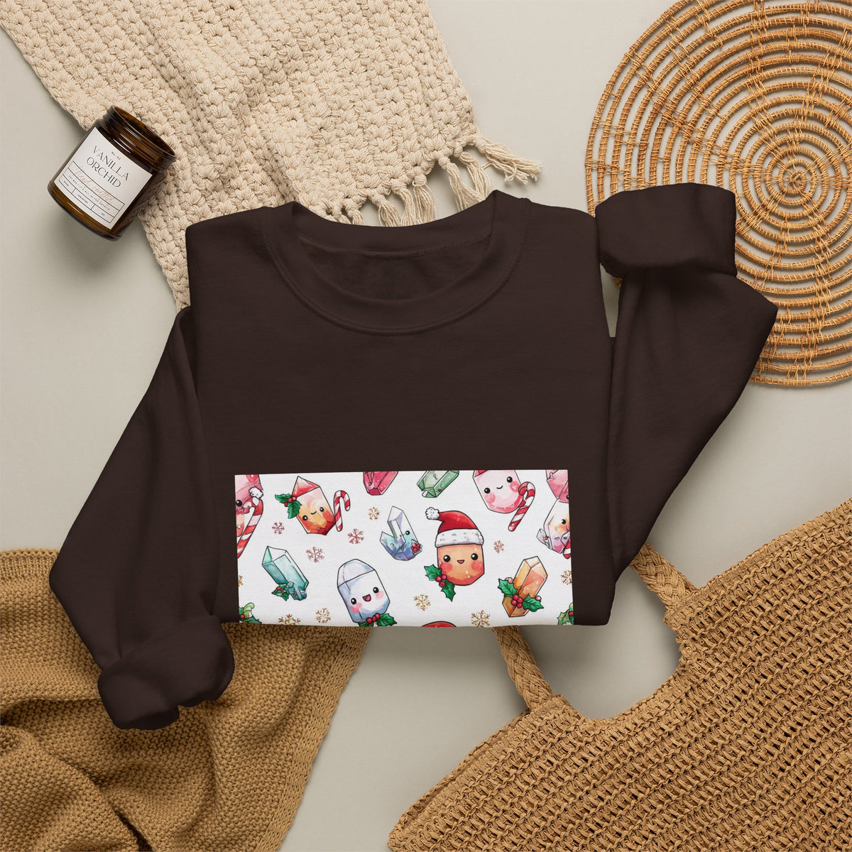 Pastel Christmas Crystal Friends Crewneck | Earth Tones & Brights