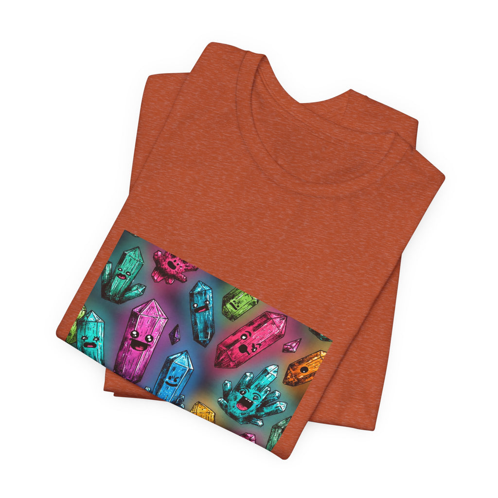 Colorful Crystal Characters T-Shirt | Earthy Reds & Browns