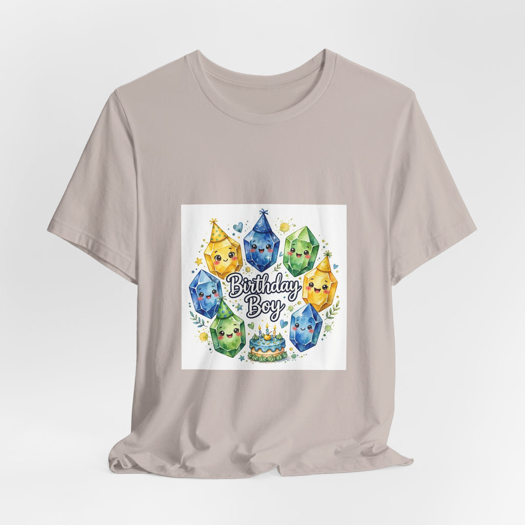 Birthday Boy Crystal Party T-Shirt | Light Neutrals