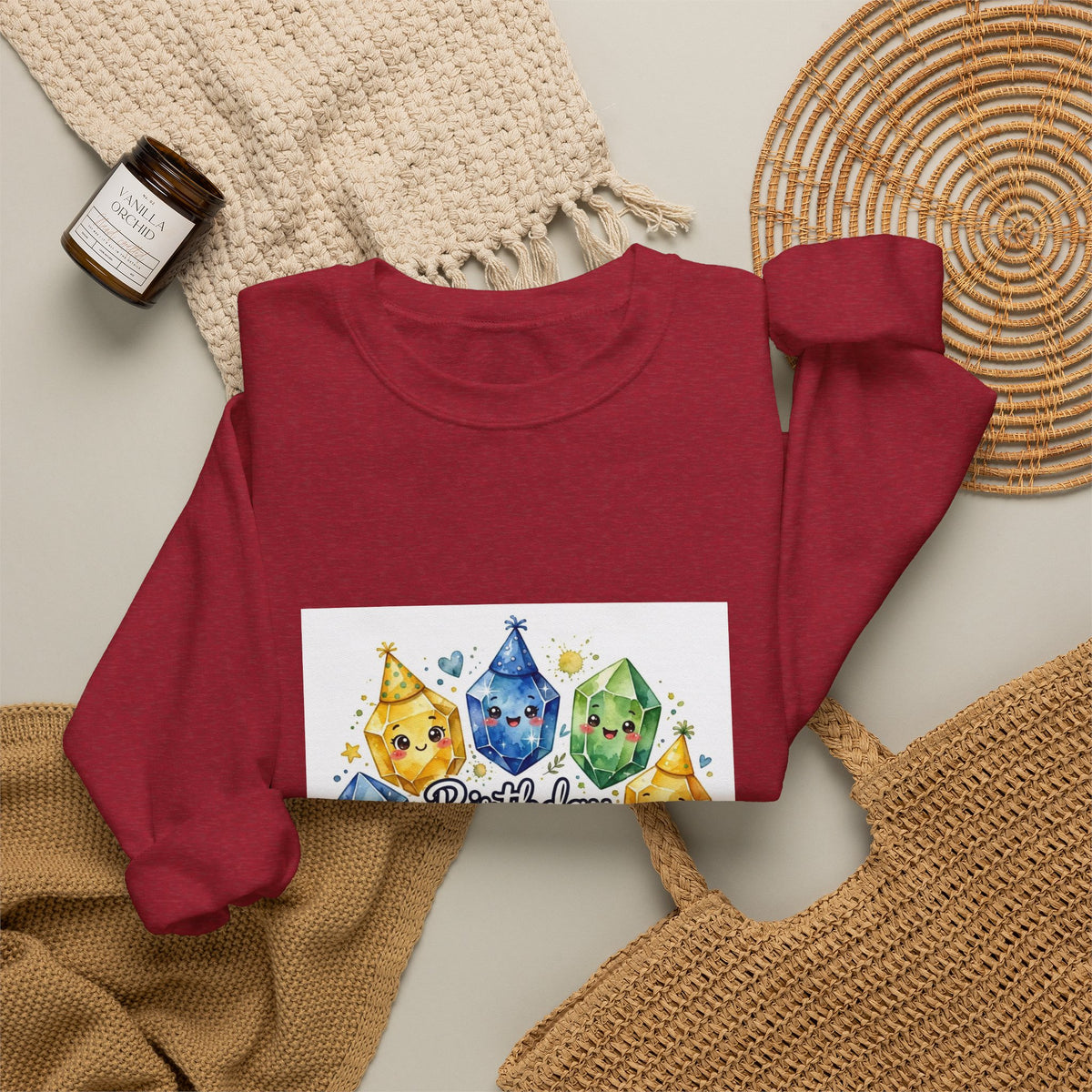 Birthday Boy Crystal Party Crewneck | Neutrals & Reds
