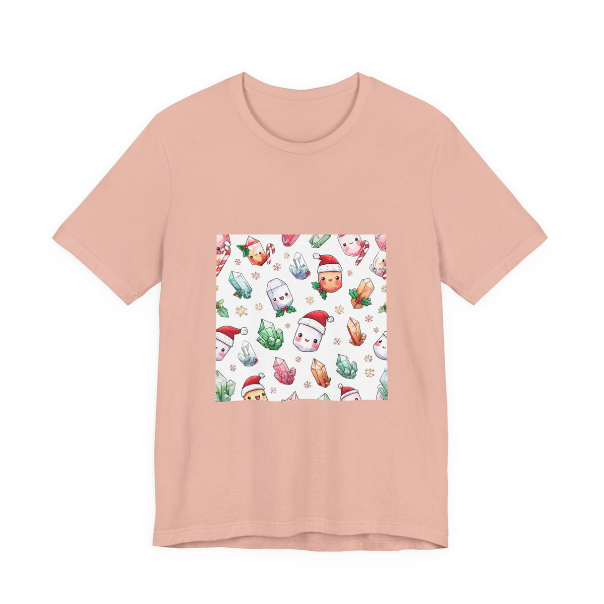 Pastel Christmas Crystal Friends T-Shirt | Peach & Sunset