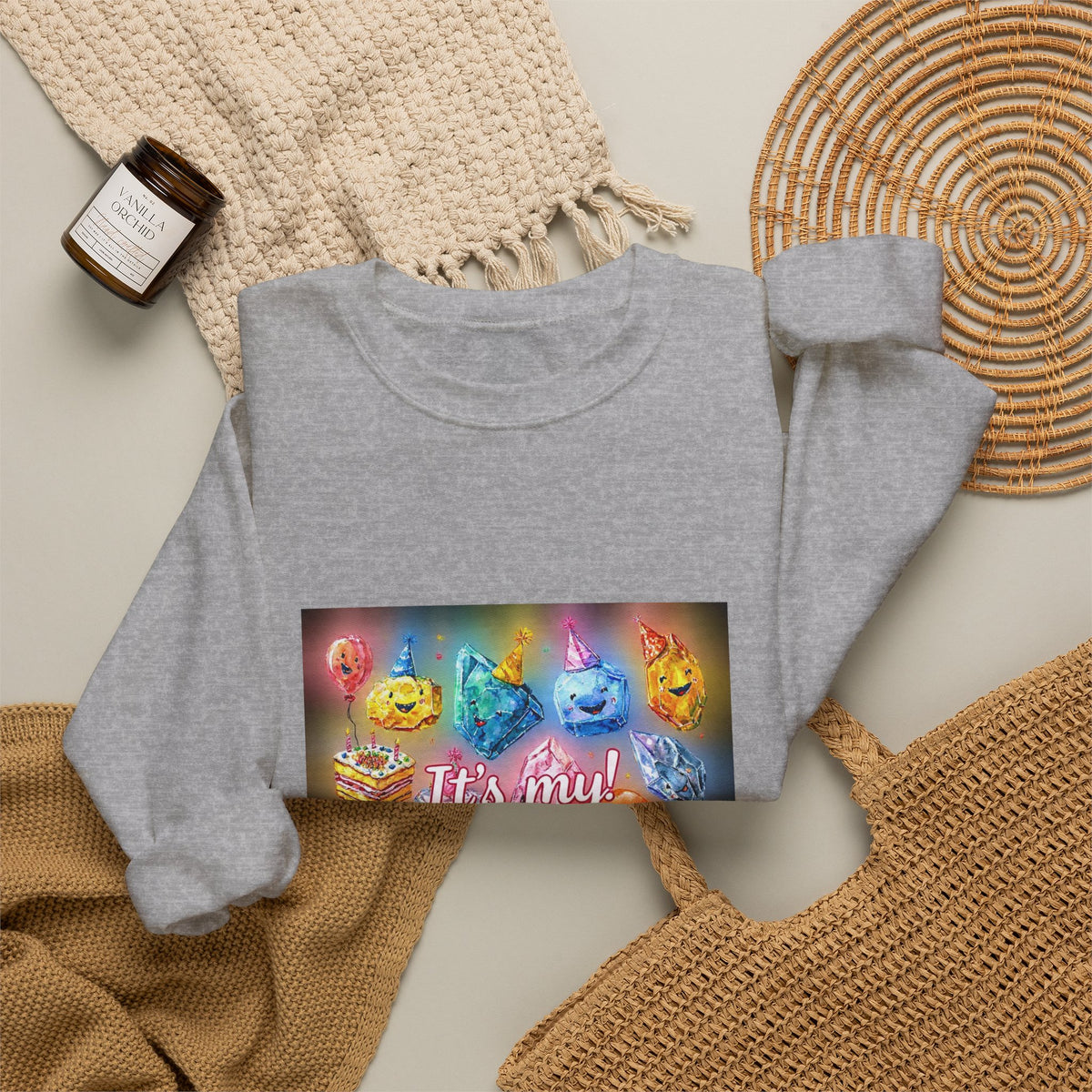 It's My Birthday Crystal Party Crewneck | Neutrals & Reds