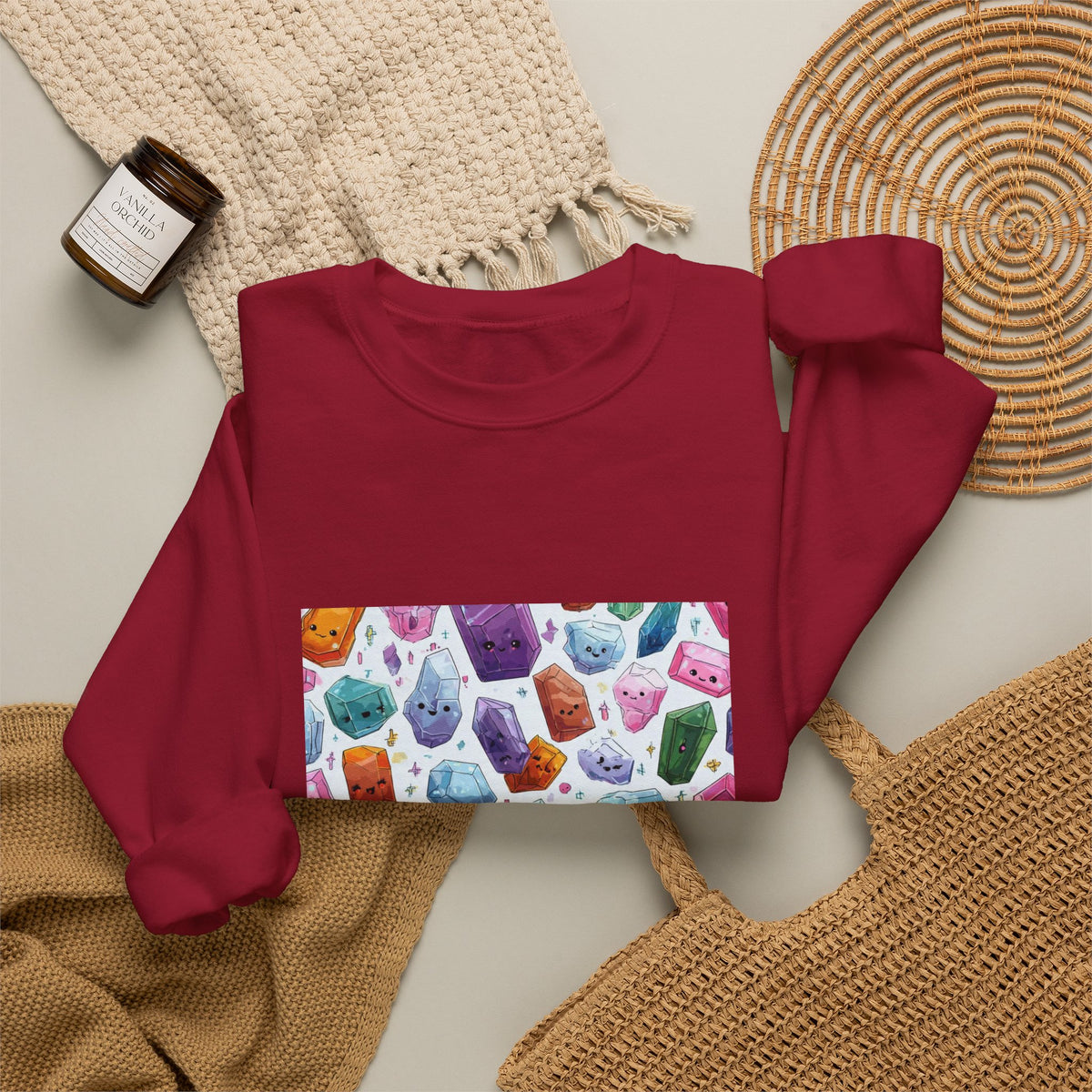 Pastel Crystal Friends Crewneck | Earth Tones & Brights