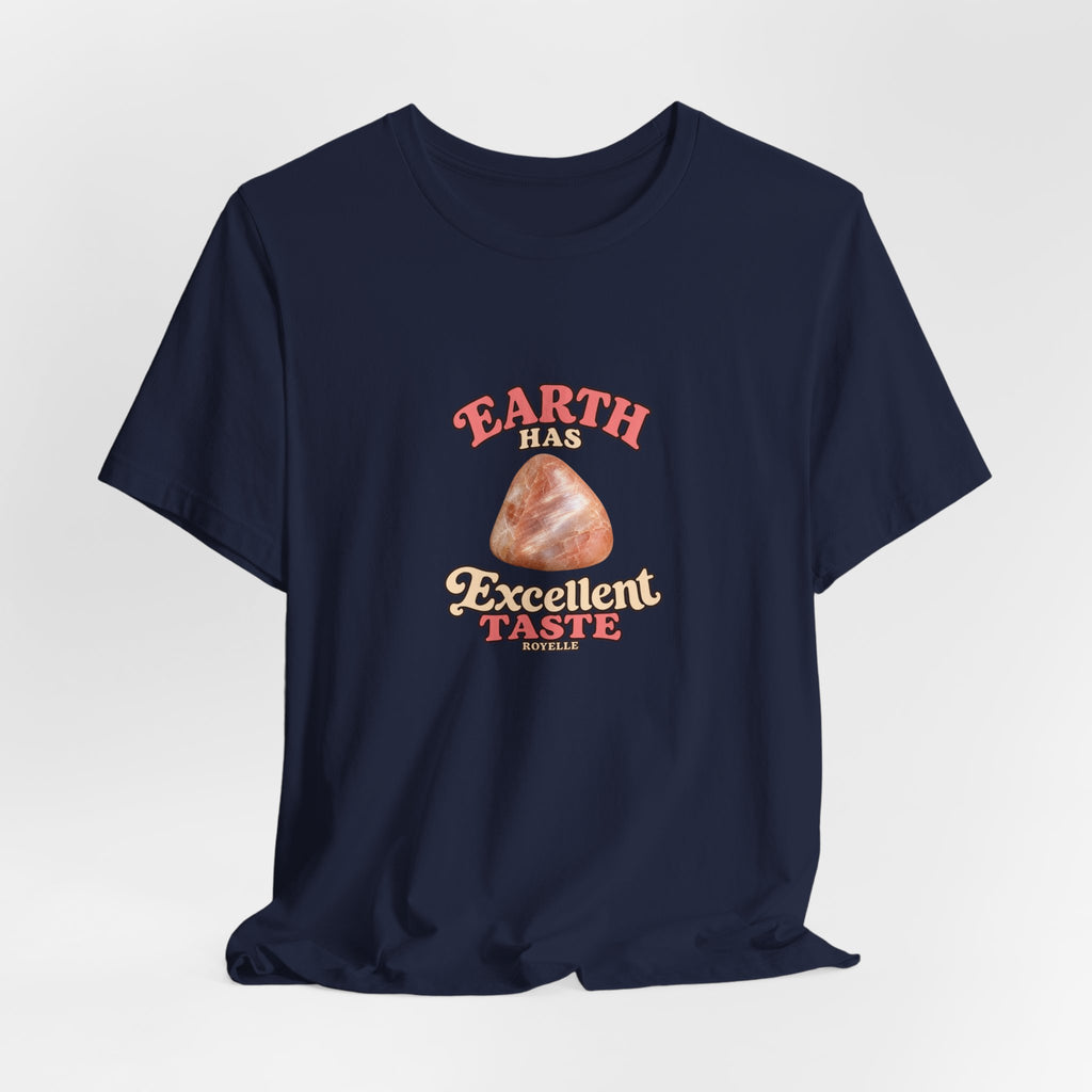 Earth Has Excellent Taste — Peach Moonstone Tee | Royal, Navy & Purple