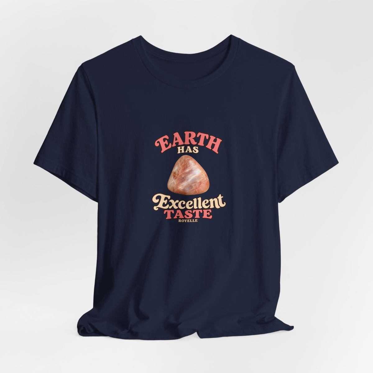 Earth Has Excellent Taste — Peach Moonstone Tee | Royal, Navy & Purple